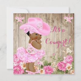 Cowgirl Babydusche Rosa Rustikale Wood Girl Ethnic Einladung
