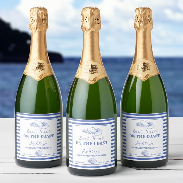 Cowgirl Bachelorette, Küste letzten Toast (Coastal Cowgirl Bachelorette last toast on the coast champagne bottle Labels bachelorette favors)
