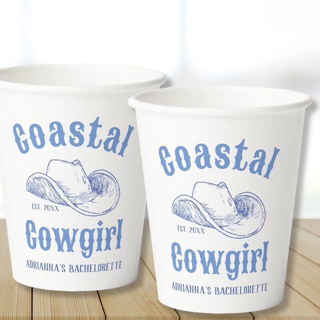 Cowgirl Beach Bachelorette Custom Pappbecher (Coastal Cowgirl Beach Bachelorette Custom Paper Cups)