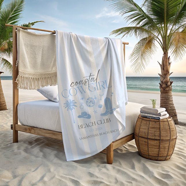 Cowgirl Beach Club Bachelorette Strandtuch (Coastal Cowgirl Bachelorette Favors Personalized Beach Towel)