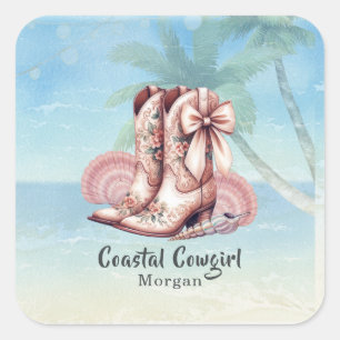 Cowgirl Beach Western Floral Boots Sticker