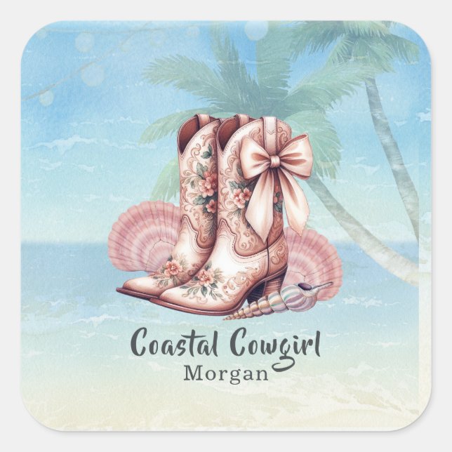 Cowgirl Beach Western Floral Boots Sticker (Vorderseite)