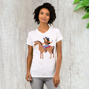Cowgirl beim Reiten eines Pferdes T - Shirt der Fr