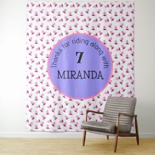 Cowgirl Birthday Banner Wandteppich