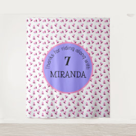 Cowgirl Birthday Banner Wandteppich