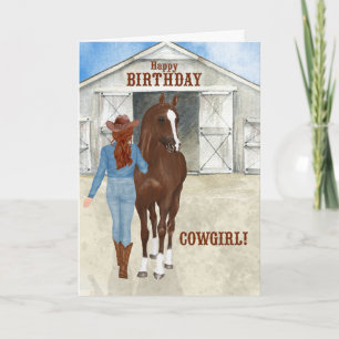 Cowgirl Birthday Country Western Thema Karte