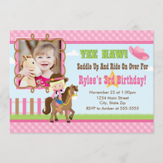 Cowgirl Birthday Einladung 12x18 Card Blonde