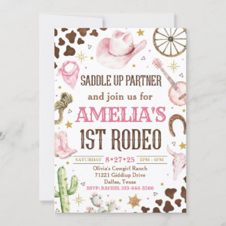 Cowgirl Birthday Einladung, 1. Rodeo Einladung