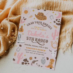 Cowgirl Birthday Einladung 5. Rodeo - Einladung