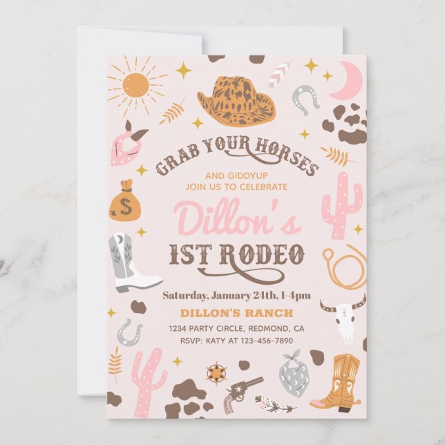 Cowgirl Birthday Einladung | Cowgirl-Einladungen (Vorderseite)