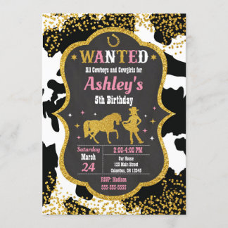 Cowgirl Birthday Einladung / Western / Glitzer
