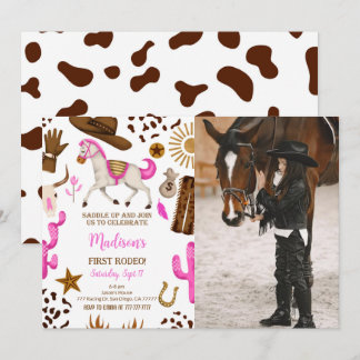 Cowgirl Birthday Foto Einladung