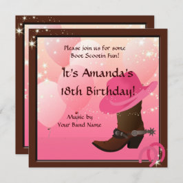 Cowgirl Birthday Party Boot Scottin Custom Einladung