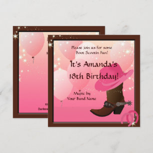 Cowgirl Birthday Party Boot Scottin Custom Einladung