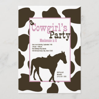 Cowgirl Birthday Party Einladung