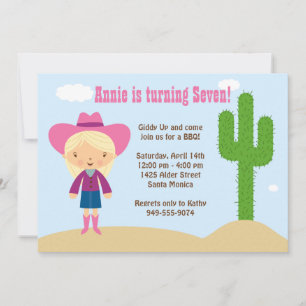 Cowgirl Birthday Party Einladung