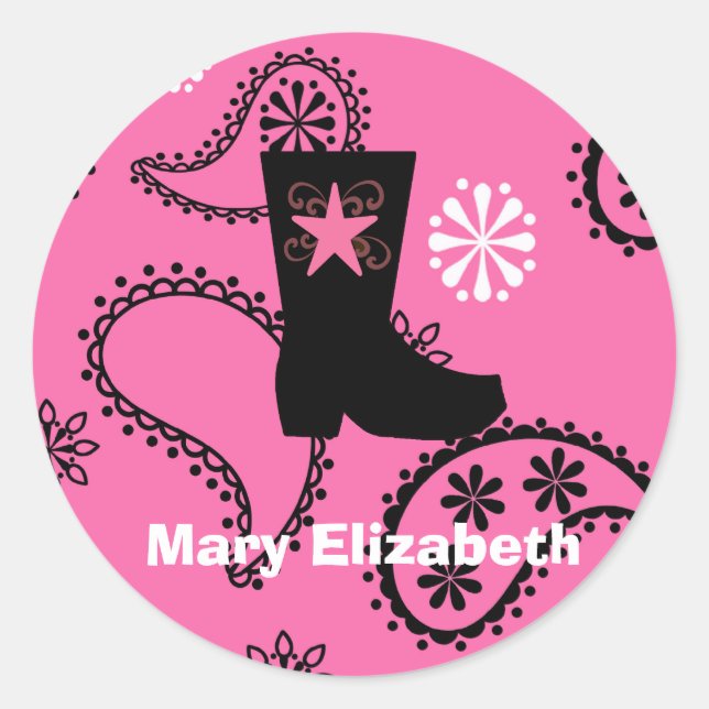 Cowgirl Birthday Stickers (Vorderseite)