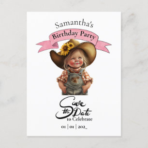 Cowgirl-Birthstagspostkarte zum Vormerken Postkarte