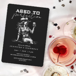 Cowgirl Black Aged to Perfection Birthday Party Einladung