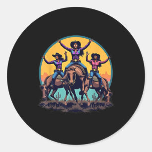 Cowgirl Black Girl Western Rodeo Melanin Black Runder Aufkleber