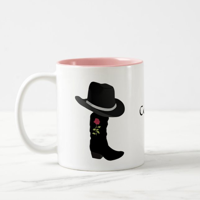 Cowgirl Black Hat & Boot Zwei-Tone-Kaffee-Tasse Zweifarbige Tasse (Links)