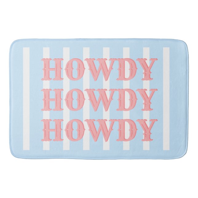 Cowgirl Blue Stripes Howdy Badematte (Vorderseite)