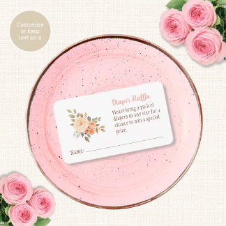Cowgirl-Blumen-Baby-Shower-Windel-Raffle-Einlage Begleitkarte