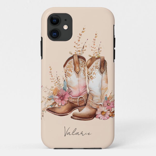 Cowgirl Boost Floral Monogram Case-Mate iPhone Hülle (Rückseite)