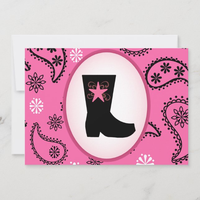 Cowgirl Boot Birthday Einladung (Vorderseite)