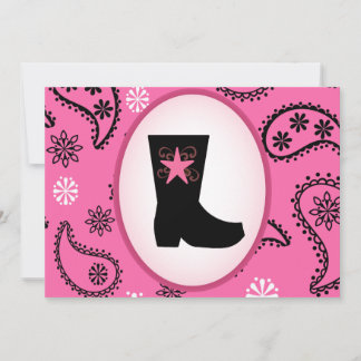 Cowgirl Boot Birthday Einladung
