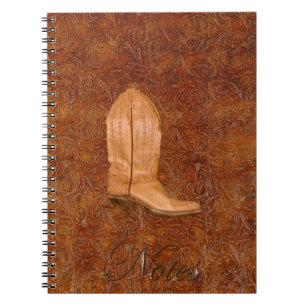 Cowgirl Boot on Western-style Faux Tooled Leather Notizblock