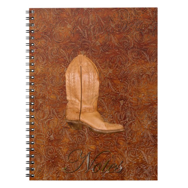 Cowgirl Boot on Western Style Imitate Tooled Leath Notizblock (Vorderseite)