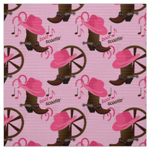 Cowgirl Boot Scootin Design Pink Stoff