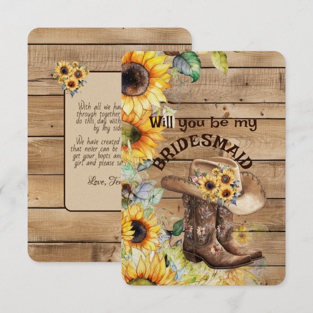 Cowgirl Boots and Hat Sunflower Western Bridesmaid (Vorne/Hinten)