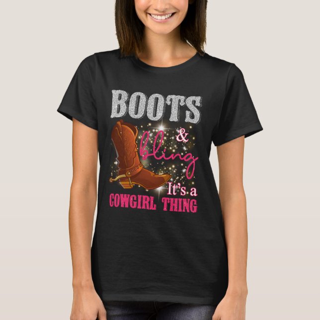 Cowgirl Boots Bling Women Niedlich Western Country T-Shirt