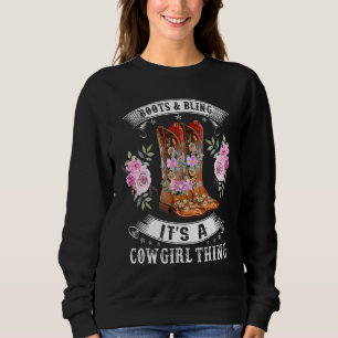 Cowgirl Boots Bling Women Niedliche Liebe Country  Sweatshirt