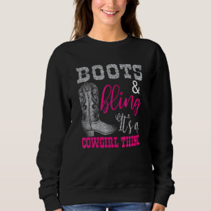 Cowgirl Boots Bling Women Niedliche Liebe Country  Sweatshirt