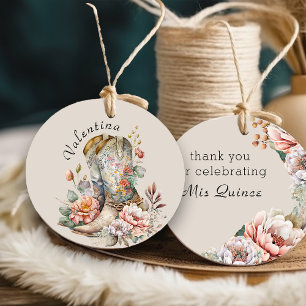 Cowgirl Boots Boho Floral Mis Quince Vielen Dank Geschenkanhänger