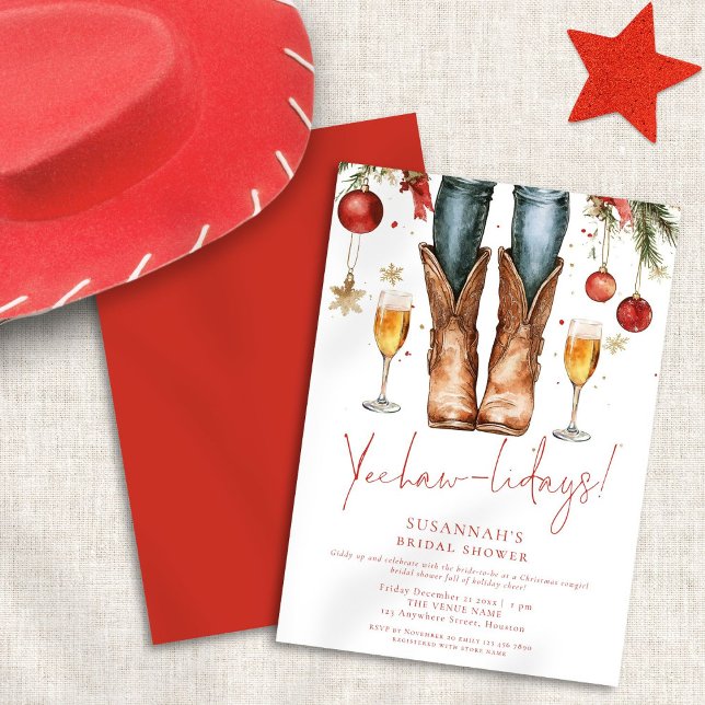 Cowgirl Boots Bubbly Christmas Brautparty Einladung (Von Creator hochgeladen)