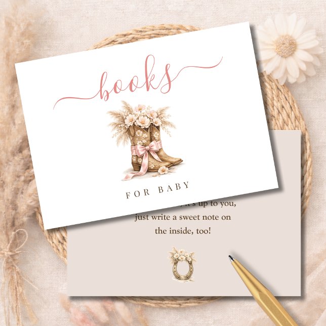 Cowgirl Boots Girl Baby Shower Books For Baby Card Dankeskarte (Von Creator hochgeladen)