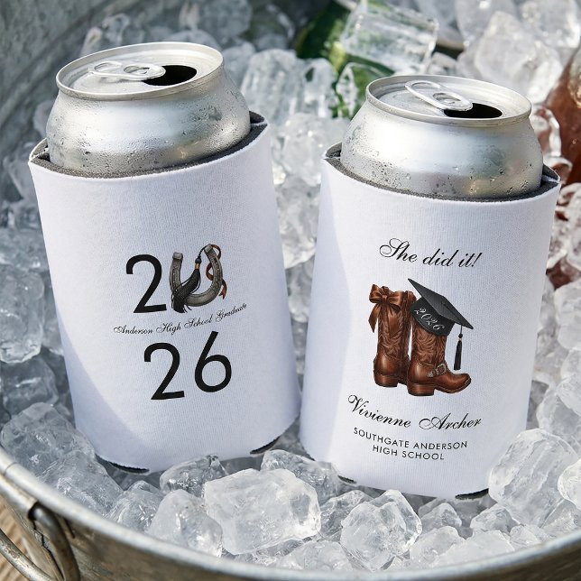 Cowgirl Boots & Graduation Cap Party Dosenkühler (Country Chic Graduation Can Coolers )