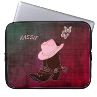 Cowgirl Boots Hat Butterfly Burgundy Personalisier