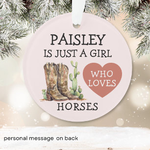 Cowgirl Boots Just a Girl, die Lieben Pferde Ornament