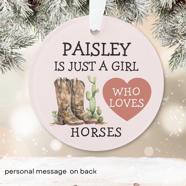 Cowgirl Boots Just a Girl, die Lieben Pferde Ornament (Von Creator hochgeladen)