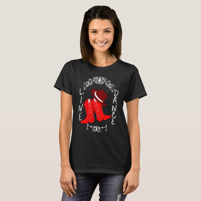 Cowgirl Boots Niedlich Line Tanzthema Grafik T-Shirt (Vorne ganz)