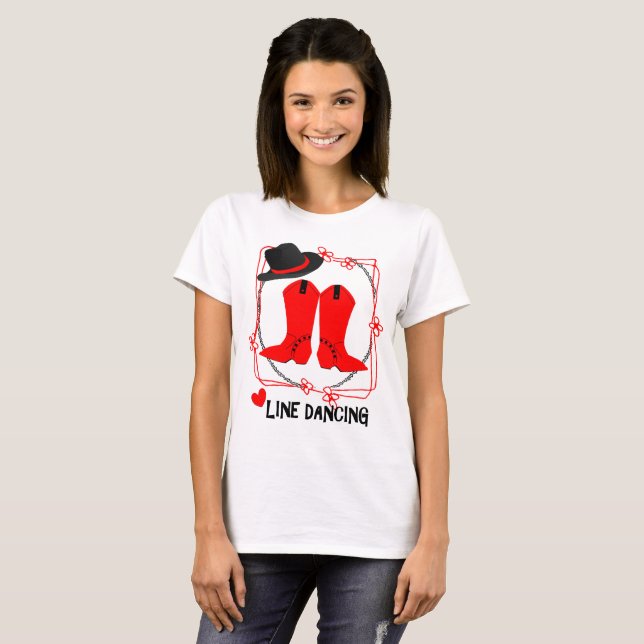 Cowgirl Boots Niedlich Line Tanzthema Grafik T-Shirt (Vorne ganz)