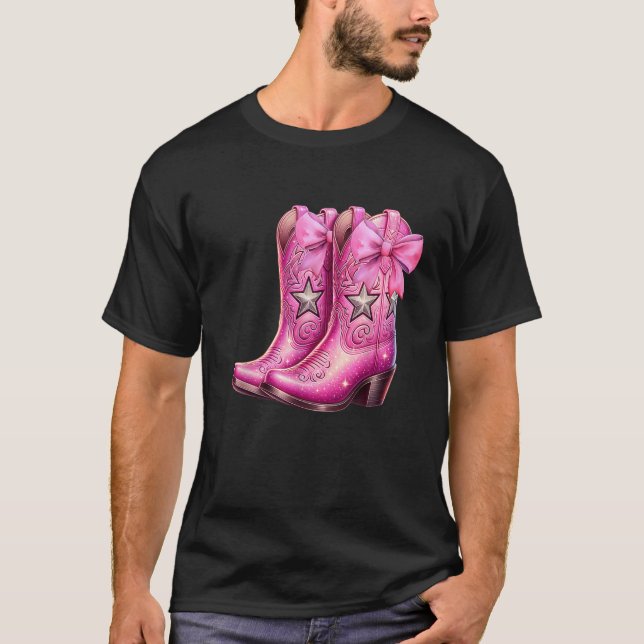 Cowgirl Boots Pink Baby Bow Preppy y2k Coquette T-Shirt (Vorderseite)