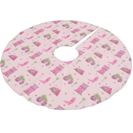 Cowgirl Boots Pink Christmas Camper Moderne Polyester Weihnachtsbaumdecke