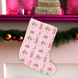 Cowgirl Boots Pink Christmas Camper Name Großer Weihnachtsstrumpf