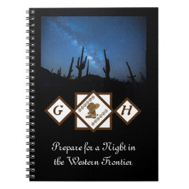 Cowgirl Boots und Cowboy Hat Monogram Foto Notizblock